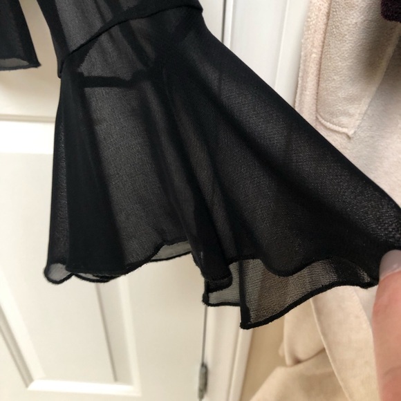 Karen Kane sheer black ruffled blouse - Picture 4 of 7